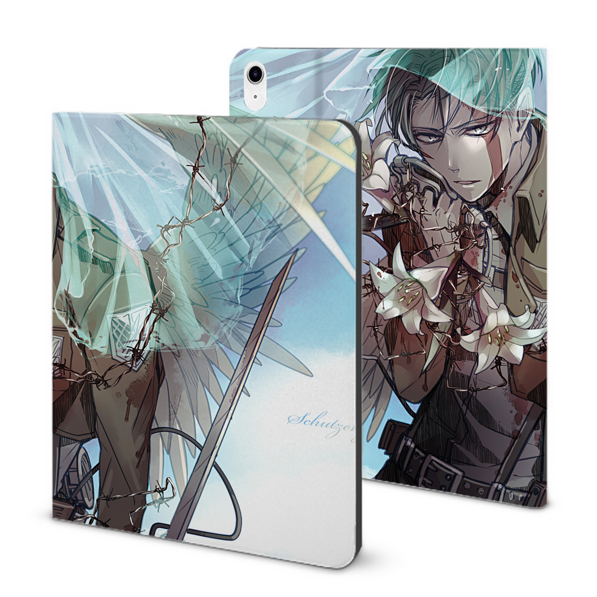 （画像用） 進撃の巨人 Attack on Titan IPad ケース ブック型 PUレザー TPU 耐衝撃 軽量 薄型 ペン収納なし 全面保護 IPad 各モデル対応